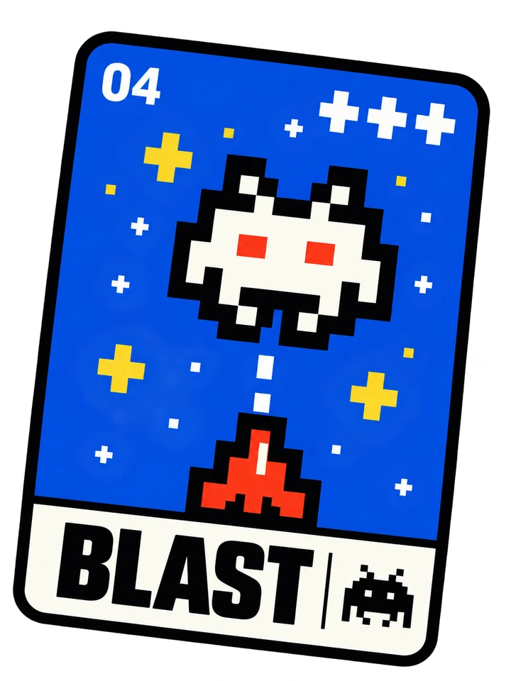 Blast space arcade game card