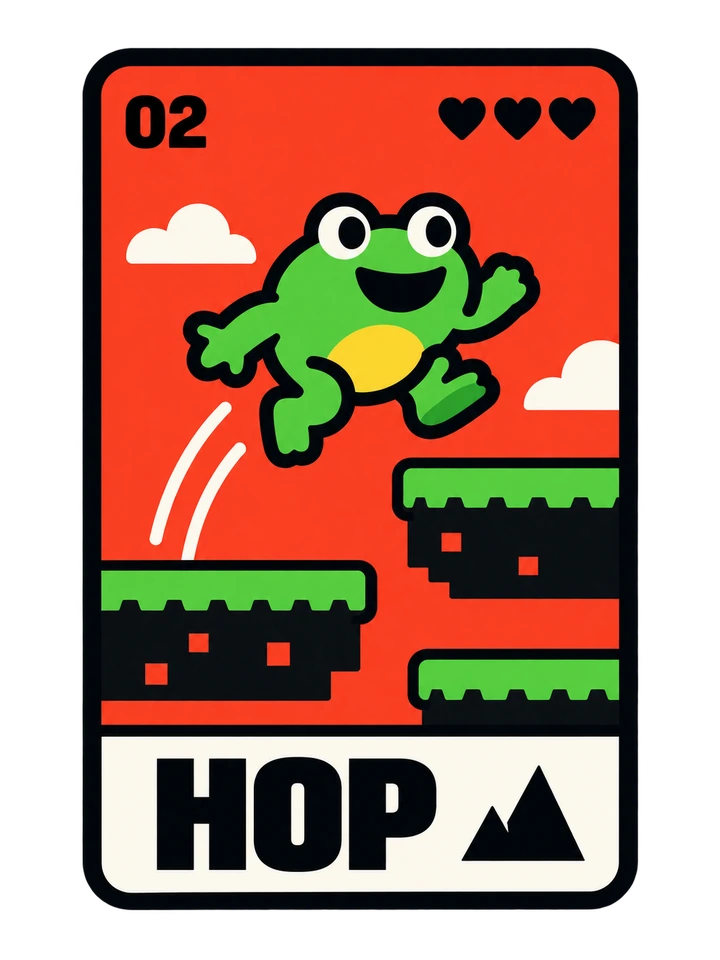 Hop frog platform game card